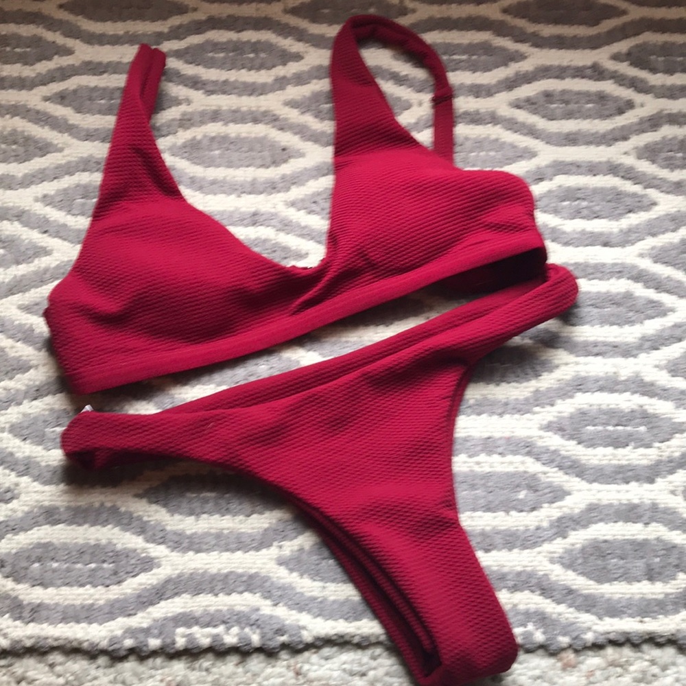 Red never worn Brazilian style bikini